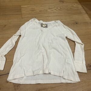Anthropologie Maeve Cream Long Sleeve Top Medium
